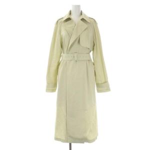 コットン シルク トレンチコート スプリングコート ロング ノーボタン ベルト付き P ピスタチオ