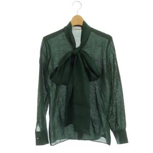 21SS リネンボウタイブラウス 00 グリーン