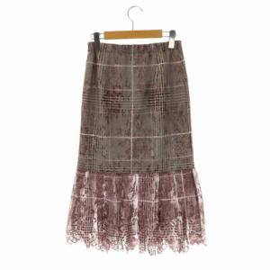 CELFORD ジャガードマーメイドスカート ミモレ丈 ロング タイト 36 茶 ピンク ピンクブラウン
