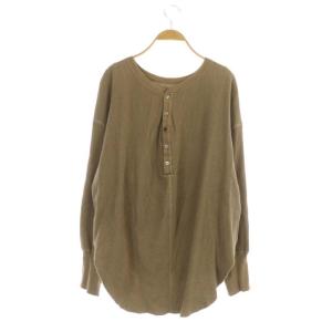 AMERICANA バックヘンリー サーマルプルオーバー カットソー 長袖 アシンメトリー キャメル