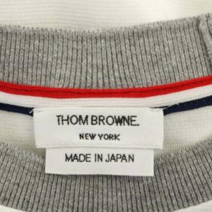 THOM BROWNE カットソーワンピース ひざ丈 七分袖 ラグランスリーブ 36 ホワイト グレー