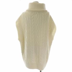 Spick&Span 21AW ハミルトンアルパカ混ケーブルジップベスト ニット チュニック丈 プルオーバー タートルネック アイボリー