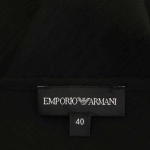 EMPORIO ARMANI ハート柄シアーワンピース 膝丈 フレア 長袖 クルーネック 総柄 USA40 黒 ブラック 白 ホワイト 赤 レッド