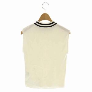 Diagram ネックラインニット カットソー ノースリーブ プルオーバー モックネック 36 白 黒 ホワイト ブラック