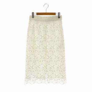 20SS モザイクフラワースカート タイトスカート ロング 総レース 38 白 ホワイト