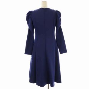 CELFORD 21AW レース切替ポンチワンピース ロング 長袖 フレア 36 紺 ネイビーブルー