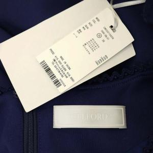 CELFORD 21AW レース切替ポンチワンピース ロング 長袖 フレア 36 紺 ネイビーブルー
