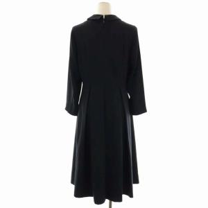 23区 vingt-trois 襟付き2WAYワンピース ロング 長袖 ボックスプリーツ 38 黒 ブラック