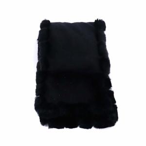 ANTEPRIMA ストール マフラー ラビットポンポンファー ラインストーン 黒 ブラック