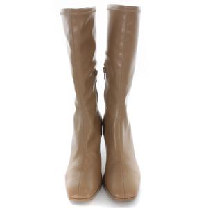 CELFORD 21AWエコレザー ロングブーツ ハイヒール 38 24.5cmべージュ