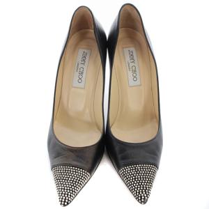 JIMMY CHOO ポインテッドトゥ パンプス ピンヒール レザー 36.5 23.5cm 紺 ネイビー