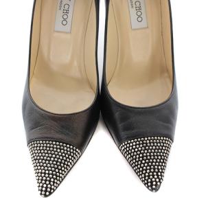 JIMMY CHOO ポインテッドトゥ パンプス ピンヒール レザー 36.5 23.5cm 紺 ネイビー