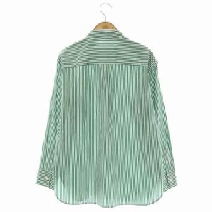23区 22SS CANCLINI ベーシック シャツ 長袖 ストライプ 40 緑 白 グリーン ホワイト