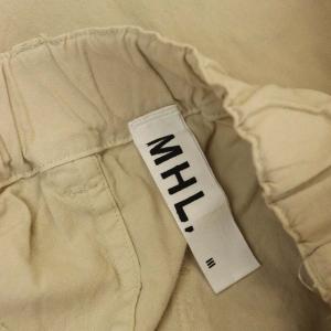MHL. ROUGH COTTON CANVAS 台形スカート ロング タック ボタンフライ 3 ベージュ