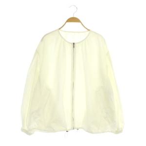 スロー SLOW Light Nylon ノーカラーブルゾン ジップアップ 薄手 40 白 ホワイト