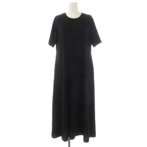 vingt-trois カットソーワンピース クルーネック フレア 半袖 ロング 38 黒 ブラック