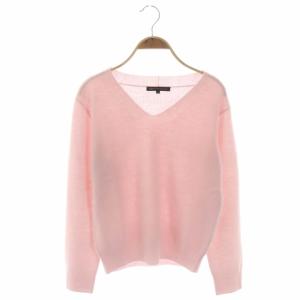 vingt-trois Vネックニット セーター プルオーバー 長袖 ウール 38 ライトピンク