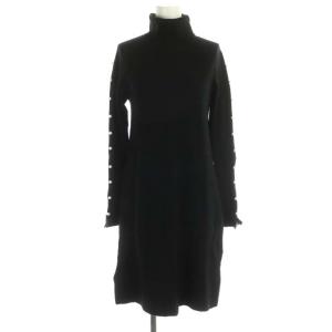 Chesty パールニットワンピース 膝丈 長袖 タートルネック F 黒 ブラック