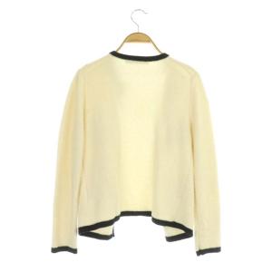 ESTNATION カーディガン ニット 長袖 クルーネック 38 アイボリー 黒 ブラック