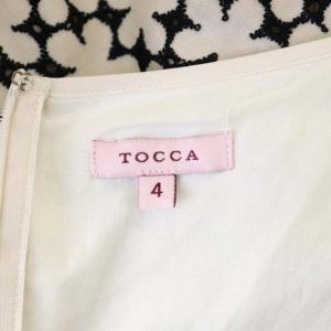 TOCCA ワンピース ひざ丈 半袖 切替 フリル 刺繍 4 ベージュ 黒 ブラック