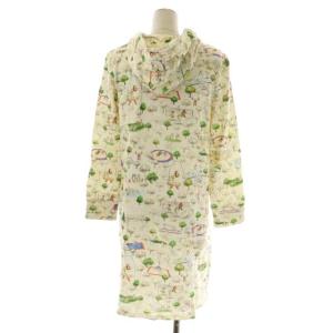 franche lippée オリプリパーカーワンピース フレア ひざ丈 長袖 総柄 M アイボリー マルチカラー