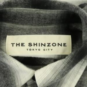 Shinzone DOUBLE CUFF CHECK SHIRT シャツ チェック 長袖 36 黒 白 ブラック ホワイト