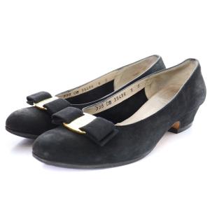 ヴァラ スエード パンプス 6C 23.5cm 黒 ブラック