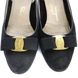 Salvatore Ferragamo ヴァラ スエード パンプス 6C 23.5cm 黒 ブラック