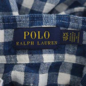 POLO RALPH LAUREN リネン チェック ラップスカート ロング フレア XS TP 紺 白 ネイビー ホワイト