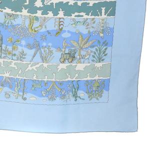 HERMES カレ90 RIVES FERTILES 豊かな岸辺 スカーフ 水色 ブルー