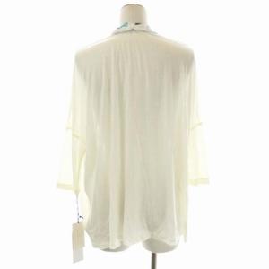 GRACE CONTINENTAL スカーフ切替カーディガン 七分丈 花柄 ノーボタン 36 白 青 ホワイト ブルー