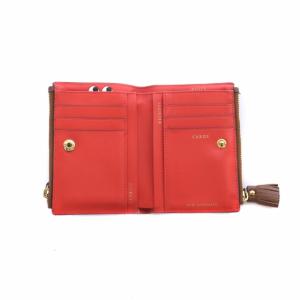 ANYA HINDMARCH 二つ折り財布 スモール ダブルジップ レザー タッセル 茶 ブラウン