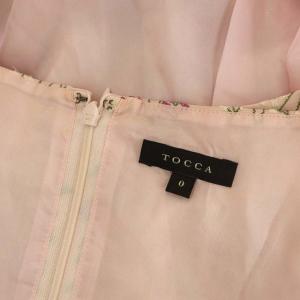 TOCCA DEBUTANT QUEEN ワンピース ノースリーブ ミモレ丈 ロング フレア タック 花刺繍 0 ライトピンク 紫 白