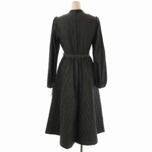 CELFORD 22SS デニムキルティングワンピース スタンドネック ロング ギャザー リボン付き 38 ブラック