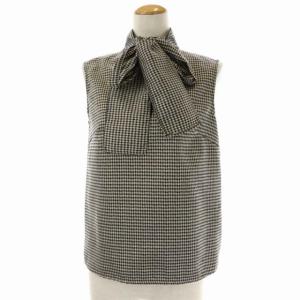 Diagram GRACE CONTINENTAL セットアップ 上下 タフタチェックブラウス プルオーバー ノースリーブ ギャザースカート ロング 千鳥格子 36 ライトグレー