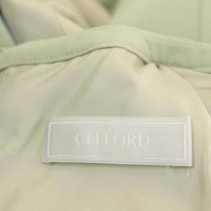 CELFORD バックサテンタックプリーツワンピース 長袖 ロング フレア ベルト付き 36 ミントグリーン