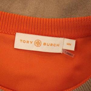 TORY BURCH ニット カシミヤ セーター 長袖 プルオーバー ロゴ刺繍 クルーネック M/M ライトブラウン