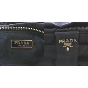 PRADA ポーチ メイク 化粧 リボンモチーフ ナイロン 黒 ブラック