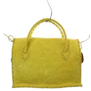 CARVING TRIBES マエストラ Maestra カービングバッグ ハンドバッグ レザー M 黄色 イエロー