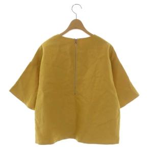 ADORE ドライ麻フレアースリーブブラウス 五分袖 プルオーバー 38 マスタード