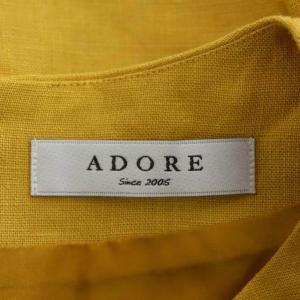 ADORE ドライ麻フレアースリーブブラウス 五分袖 プルオーバー 38 マスタード