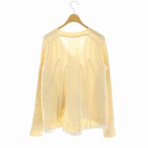 sacai luck ドローコード ケーブル編み カーディガン ニット 長袖 Vネック ドロスト 2 アイボリー ホワイト 15AWLU1042