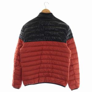 DIESEL ダウンジャケット アウター バイカラー ジップアップ ナイロン L テラコッタブラウン 黒 ブラック