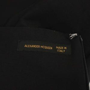 Alexander McQueen ロングスカート フレア タック ウール 40 黒 ブラック