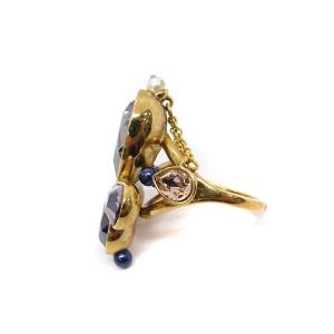 SWAROVSKI リング 指輪 カラーストーン 10号 ゴールド色