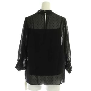 Spick&Span 20SS ブラウス ミドルスリーブ シャーリングドット シアー インナー付き F 黒 ブラック