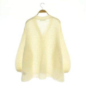 CELFORD 21AW ローゲージニットカーディガン 長袖 Vネック Aライン モヘヤ混 F 白 オフホワイト