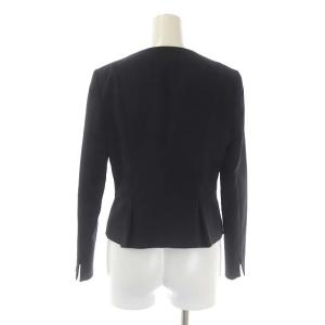 ANAYI スーツ セットアップ 上下 ノーカラージャケット 背抜き フレアスカート タック 膝丈 36 紺 ネイビー