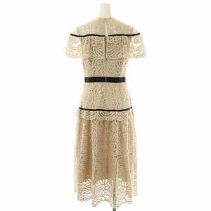CELFORD ケープ風オーナメントレースワンピース ロング 半袖 36 ベージュ