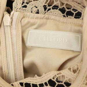 CELFORD ケープ風オーナメントレースワンピース ロング 半袖 36 ベージュ